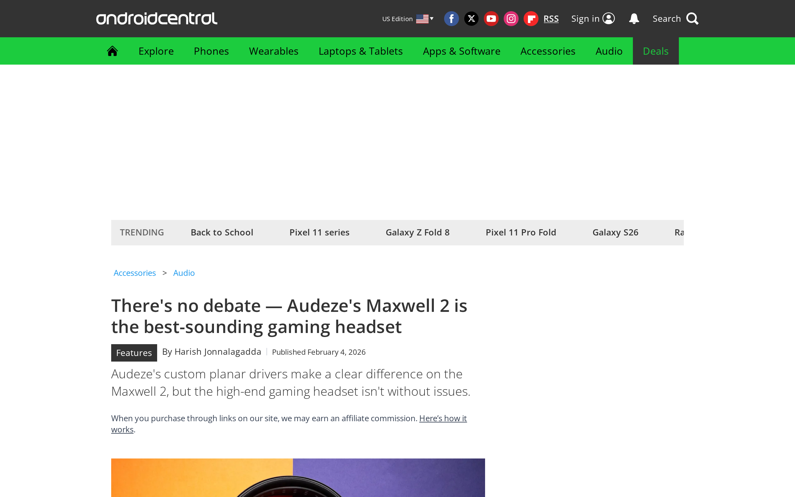 Android Central's review page for the Audeze Maxwell 2, headlined that it is the best-sounding gaming headset
