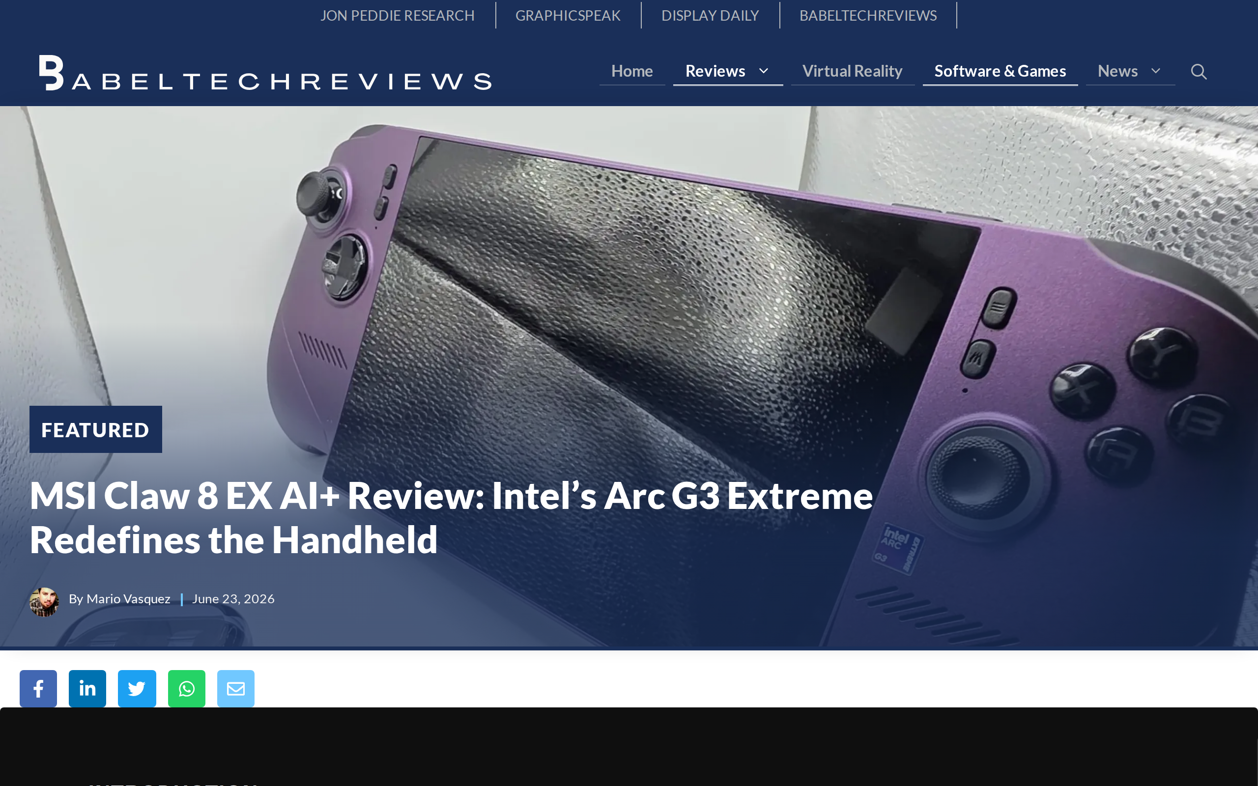 BabelTech Reviews' MSI Claw 8 EX AI+ review, headed Introduction